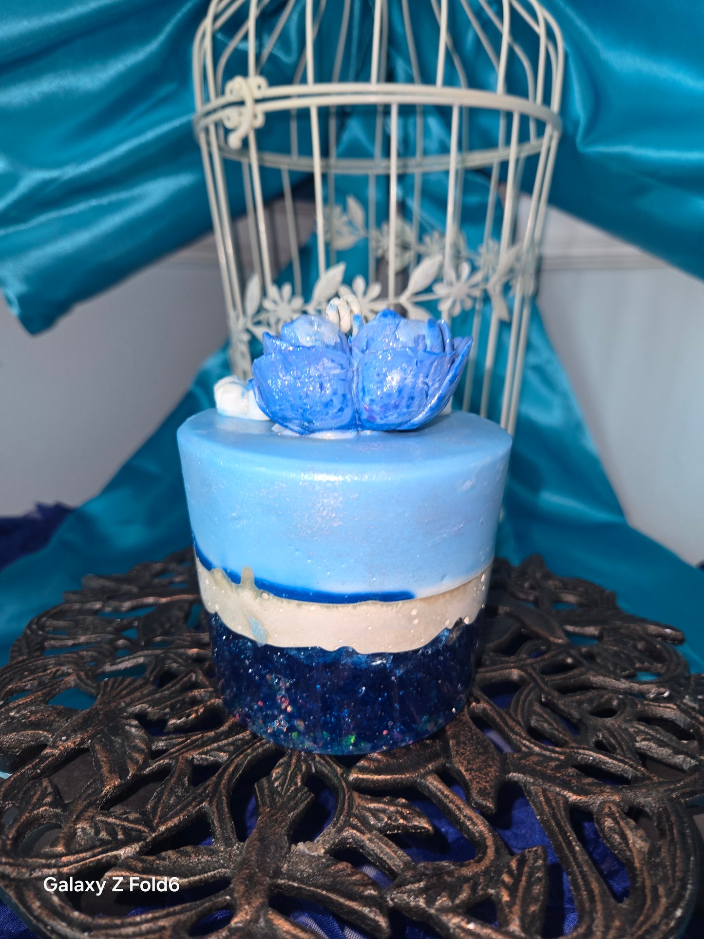 "Blue Heart Blossom Glow"