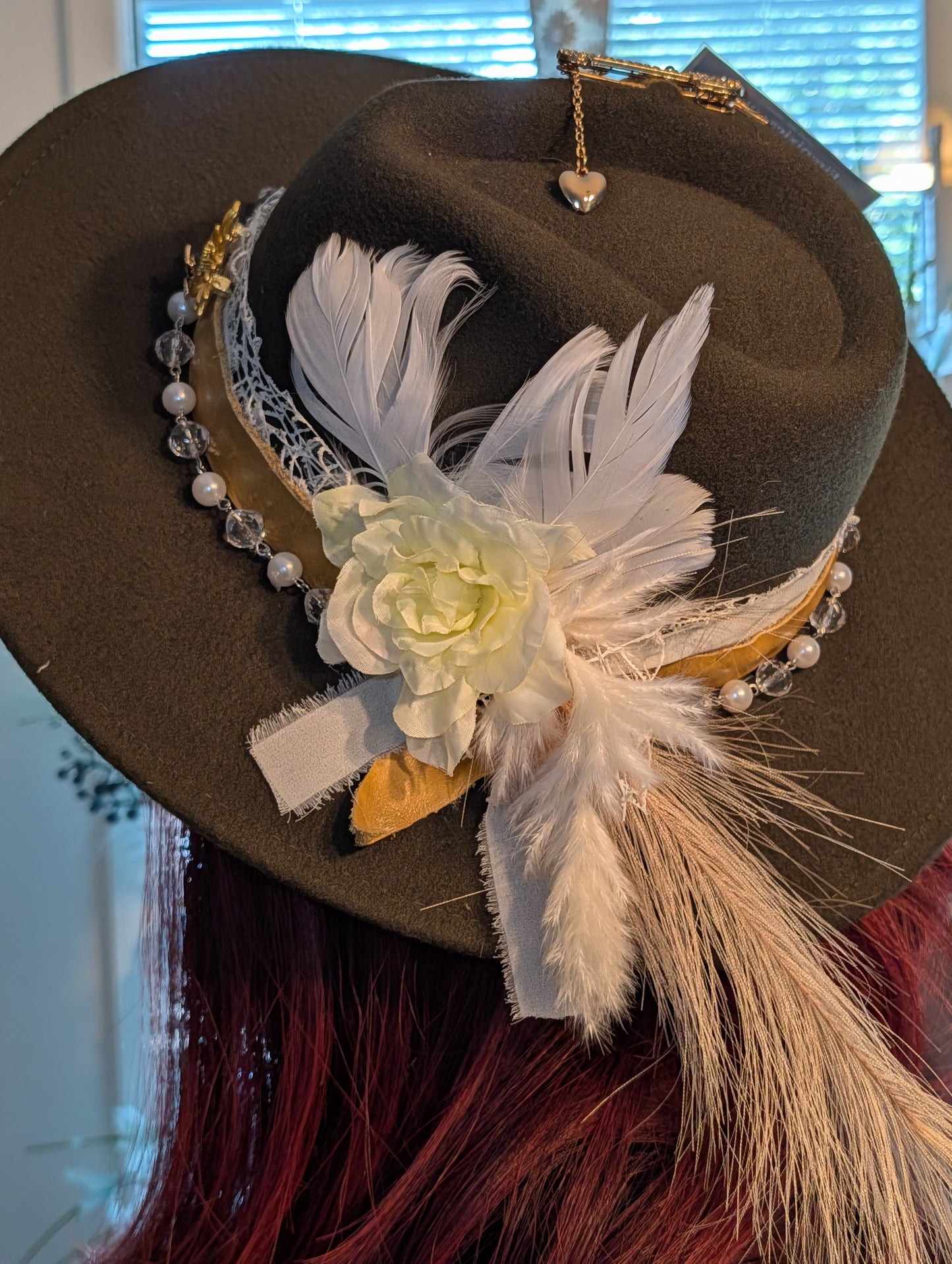 Hunter Green Fedora Hat – Tan Flat Brim